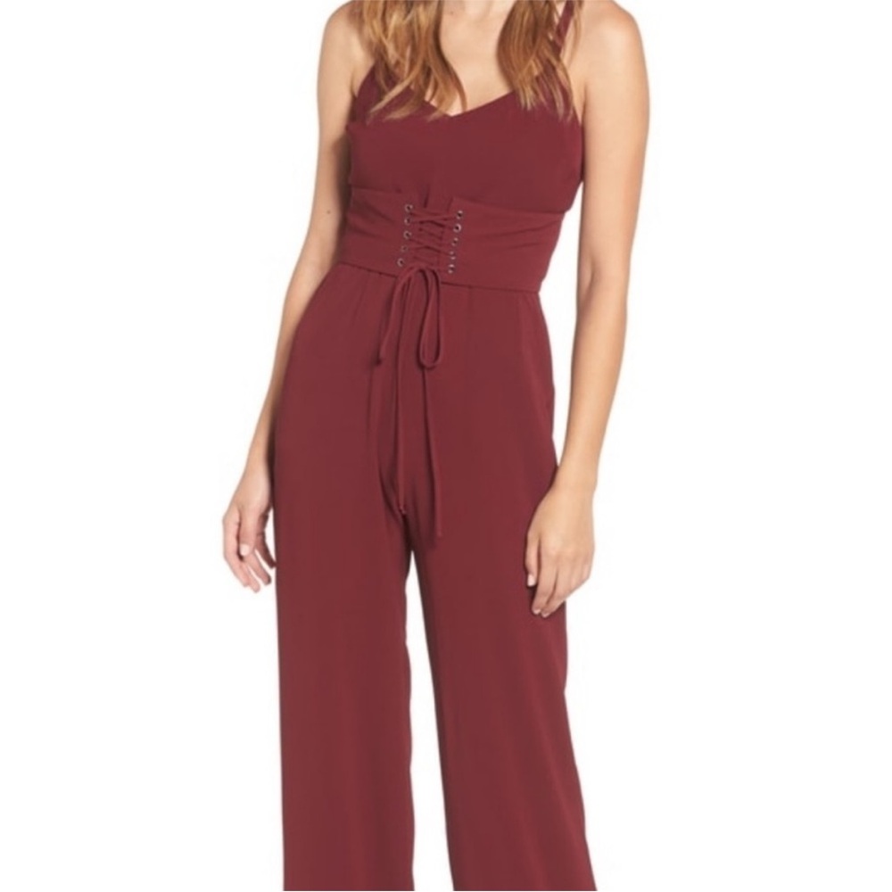 Wayf Burgundy Jumpsuit with Corset